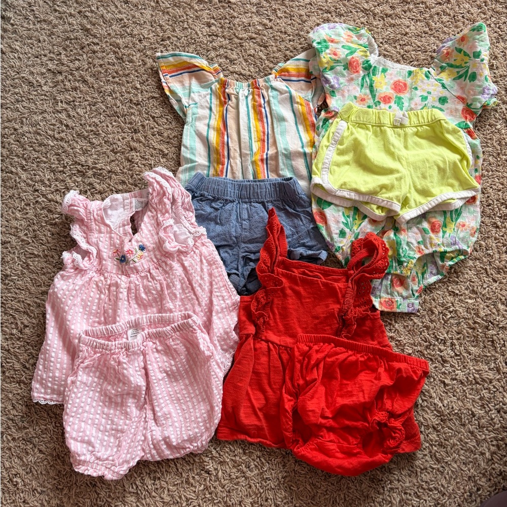 18M Colorful Girls Summer Outfit Bundle - Pink, Red, Yellow, Blue, Floral
